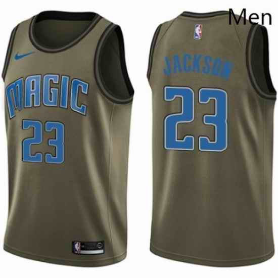 Mens Nike Orlando Magic 23 Justin Jackson Swingman Green Salute to Service NBA Jersey